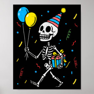 Skeleton Birthday Halloween Costume Boys Teens Gir Poster