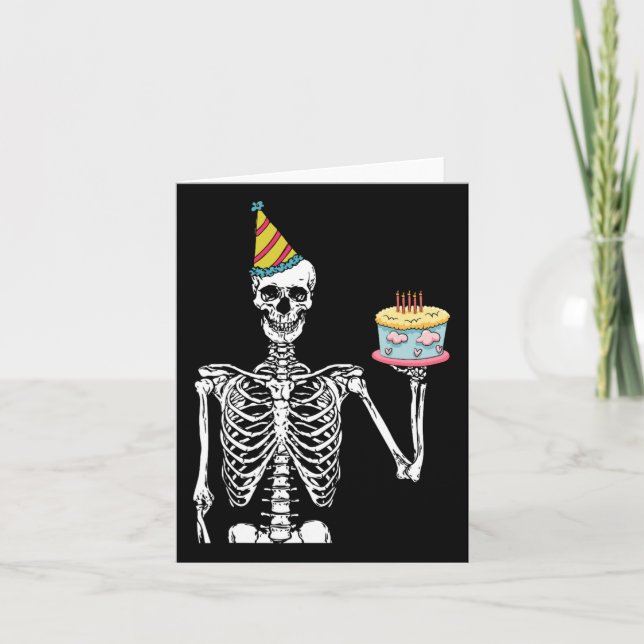 Skeleton Birthday Party Lazy Halloween Costume Fun Card (Front)