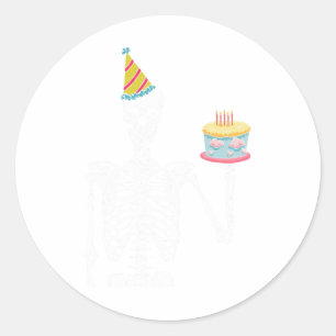 Skeleton Birthday Party Lazy Halloween Costume Fun Classic Round Sticker