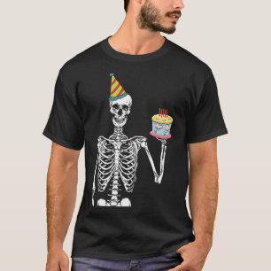 Skeleton Birthday Party Lazy Halloween Costume Fun T-Shirt
