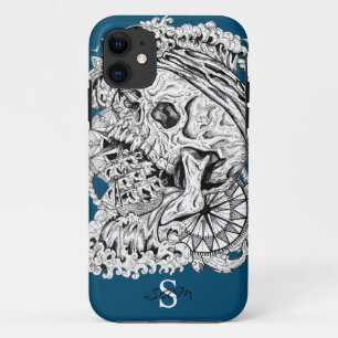 Skeleton blue anchor iPhone 11 case