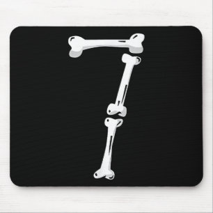 Skeleton Bone Number 7 Creepy Number 67 Six Seven  Mouse Pad