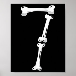 Skeleton Bone Number 7 Creepy Number 67 Six Seven  Poster