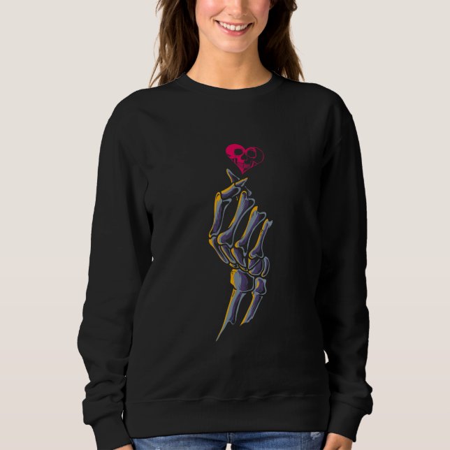 Skeleton Bones Hand Korean Heart Love Sign Valenti Sweatshirt (Front)