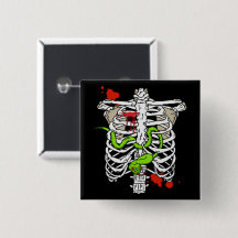 Skeleton Bones Ribcage Snake and Blood Splats