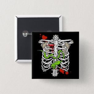 Skeleton Bones Ribcage Snake and Blood Splats 15 Cm Square Badge