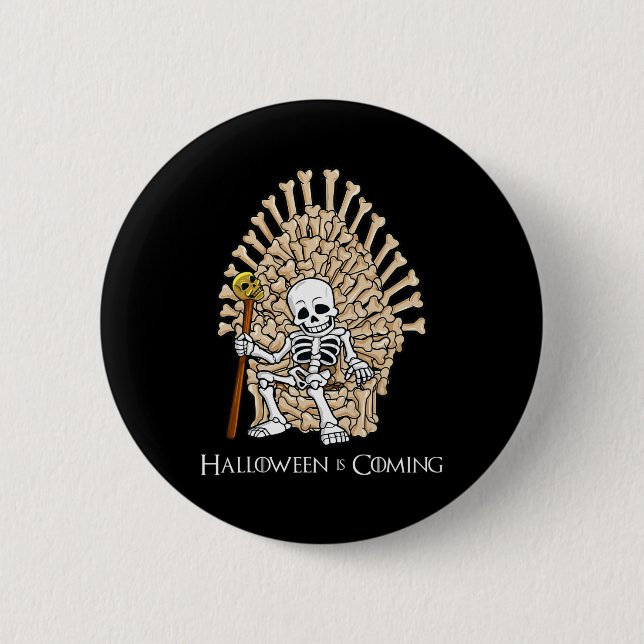 Skeleton Bones Throne Fun Halloween  6 Cm Round Badge (Front)