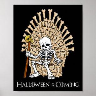 Skeleton Bones Throne Fun Halloween Boys Girls Kid Poster