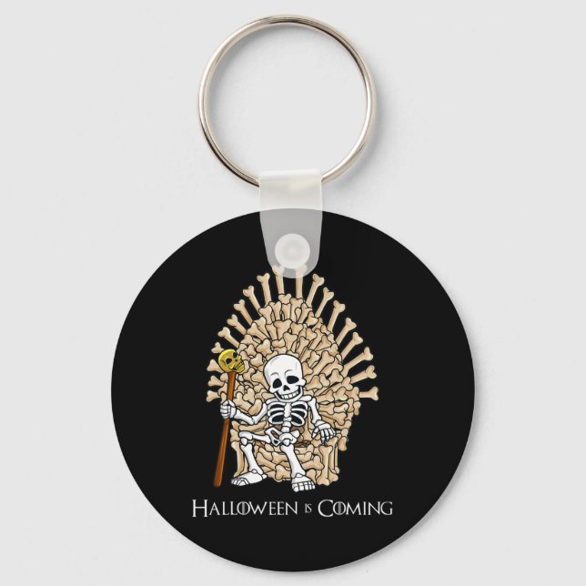 Skeleton Bones Throne Fun Halloween  Key Ring (Front)