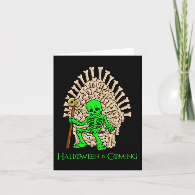 Skeleton Bones Throne Halloween  Card (Front)