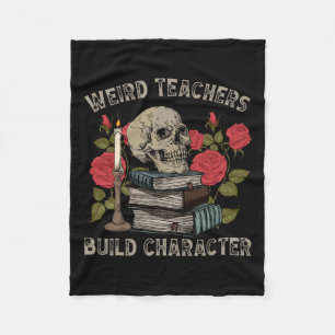 Skeleton Book Floral Skull Halloween Teacher Spook Fleece Blanket