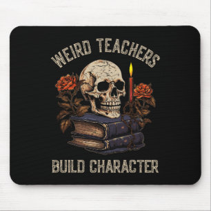 Skeleton Book Floral Skull Halloween Teacher Women Mouse Pad