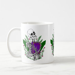 skeleton book lover Skull creepy halloween Coffee Mug