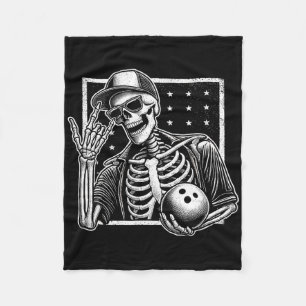Skeleton Bowling Player Birthday Halloween Mens Wo Fleece Blanket