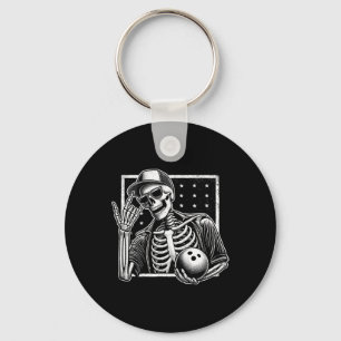 Skeleton Bowling Player Birthday Halloween Mens Wo Key Ring
