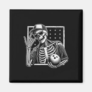 Skeleton Bowling Player Birthday Halloween Mens Wo Magnet