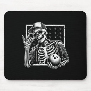 Skeleton Bowling Player Birthday Halloween Mens Wo Mouse Pad