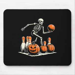 Skeleton Bowling Player Funny Bowler Halloween Mouse Pad