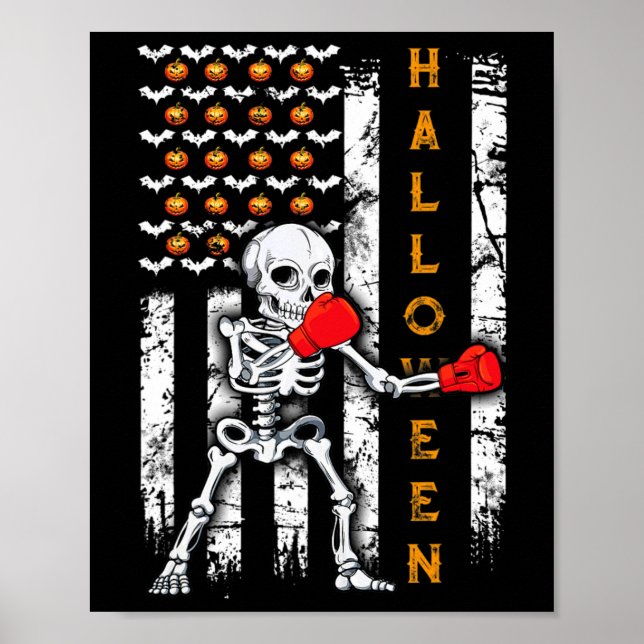 Skeleton Boxing Halloween Boxer Kickboxing Mma Us  Poster (Front)