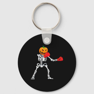 Skeleton Boxing Halloween Pumpkin Kickboxing Mma Key Ring