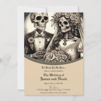 Skeleton Bride and Groom Beige Tan Wedding