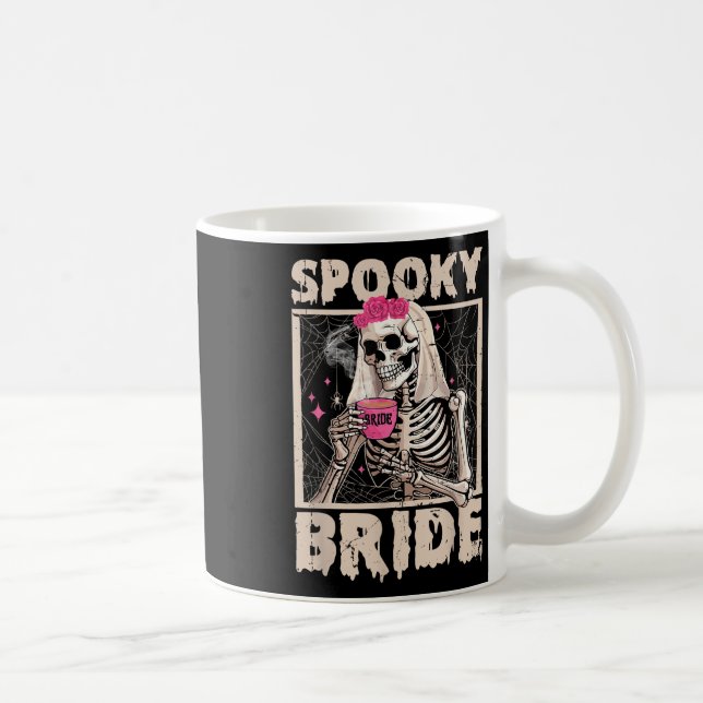 Skeleton Bride Drinking Coffee Wedding Halloween C Mug (Right)