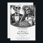 Skeleton Bride & Groom Black White Wedding Invitation<br><div class="desc">Customise any way you want.</div>