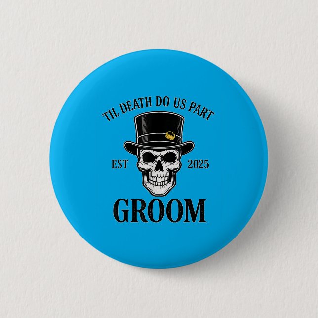 Skeleton Bride Groom Gothic Halloween Wedding Tee 6 Cm Round Badge (Front)