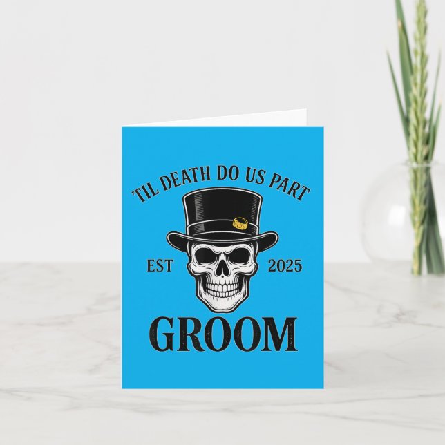 Skeleton Bride Groom Gothic Halloween Wedding Tee Card (Front)