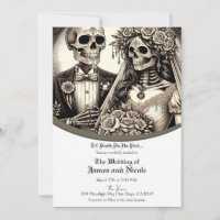 Skeleton Bride & Groom White Tan Wedding