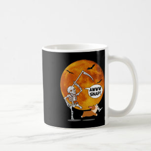 Skeleton Broken Leg Halloween Corgi Reaper Scythe Coffee Mug