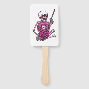 Skeleton Bubble Tea Hand Fan