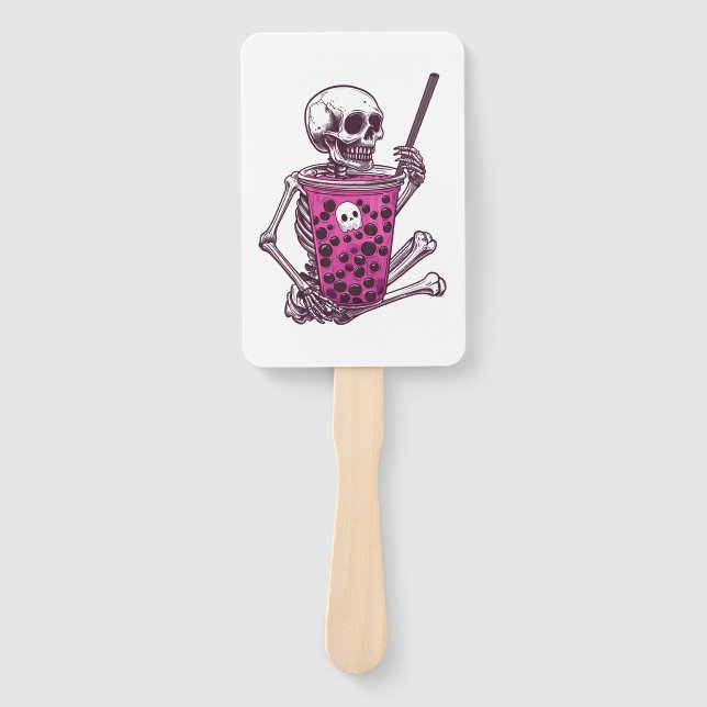  Skeleton Bubble Tea Hand Fan (Front)