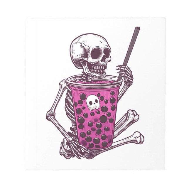  Skeleton Bubble Tea Notepad (Front)