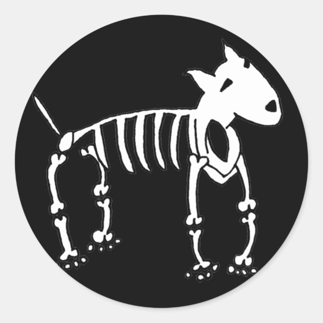 Skeleton Bull Terrier Dog Classic Round Sticker (Front)