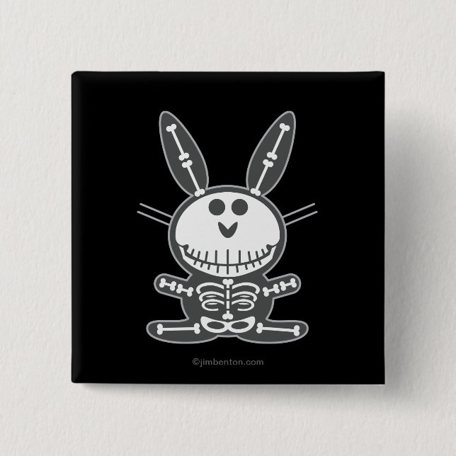 Skeleton Bunny 15 Cm Square Badge (Front)