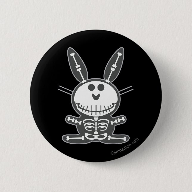Skeleton Bunny 6 Cm Round Badge (Front)