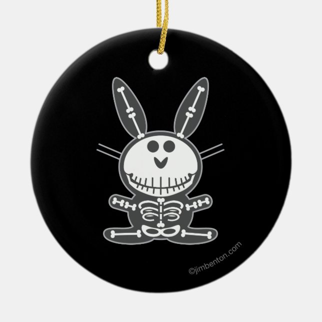 Skeleton Bunny Ceramic Tree Decoration (Front)