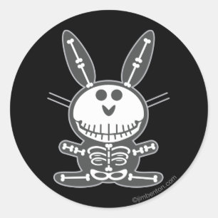 Skeleton Bunny Classic Round Sticker