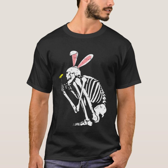 Skeleton Bunny Ears Easter Egg Hunting Bones Sprin T-Shirt (Front)