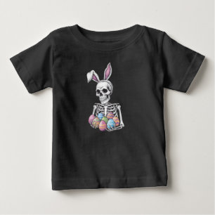 Skeleton Bunny Holding Easter Eggs Funny Rabbit Baby T-Shirt