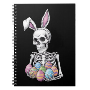 Skeleton Bunny Holding Easter Eggs Funny Rabbit Notebook