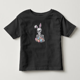 Skeleton Bunny Holding Easter Eggs Funny Rabbit Toddler T-Shirt