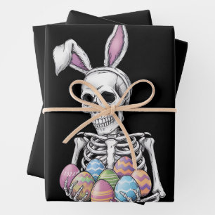 Skeleton Bunny Holding Easter Eggs Funny Rabbit Wrapping Paper Sheet