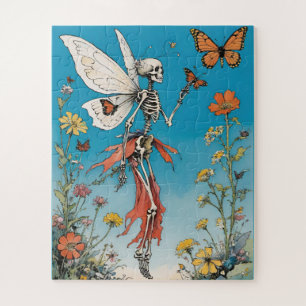 Skeleton Butterfly Fairy with Wildflowers Jigsaw Puzzle