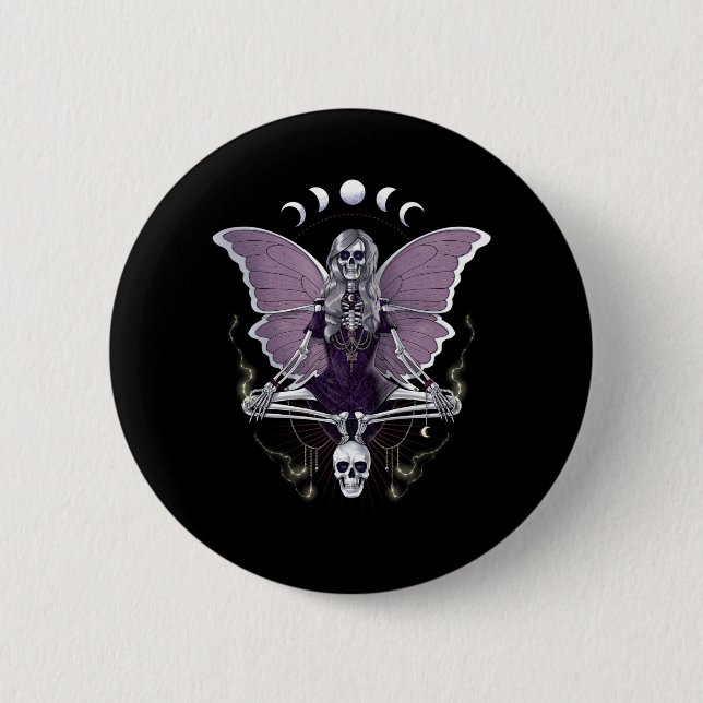Skeleton Butterfly Goth 6 Cm Round Badge (Front)