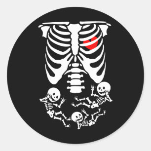 Skeleton By Halloween Pregnancy Couples Costumes M Classic Round Sticker