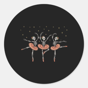 Skeleton Byllet Funny Halloween Outfit Costumes Classic Round Sticker