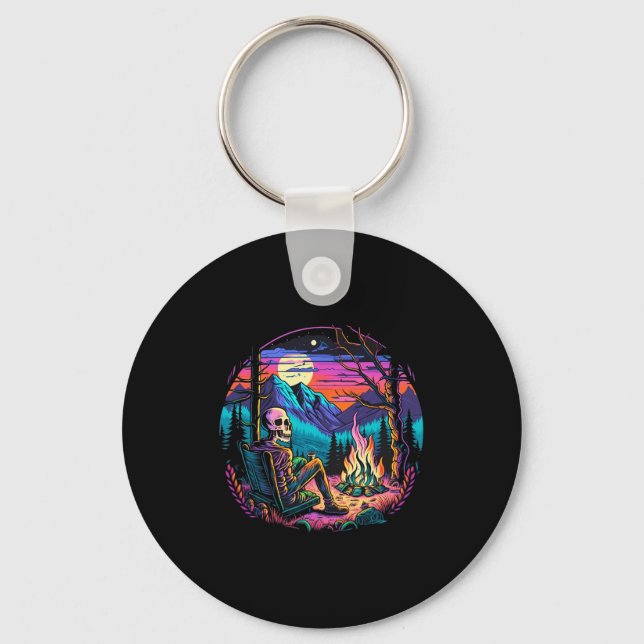 Skeleton Camping Halloween Costume Bones Camp Camp Key Ring (Front)