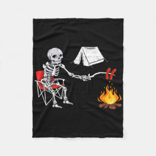 Skeleton Camping Shirt Campfire Hiking Halloween Fleece Blanket